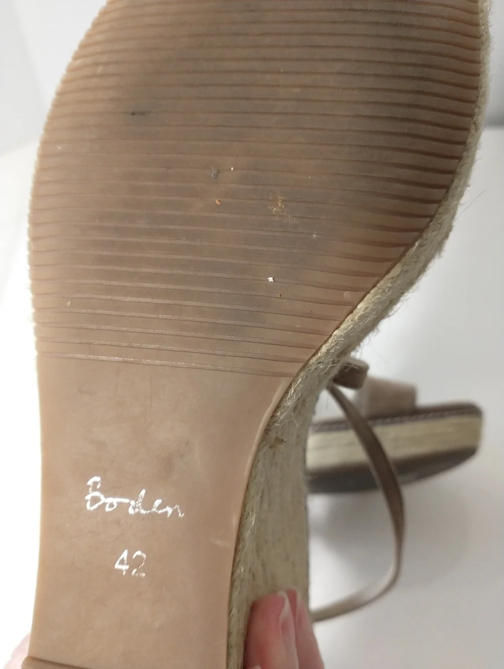Boden Women's Strappy Suede Espadrille Wedge‎ Taupe Size 10.5, UK 42